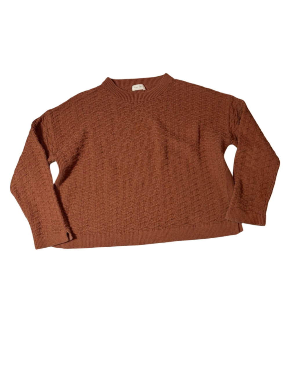 Poetry Rust Brown 100% Cotton Textured Knit Sweater US 10 Lagenlook